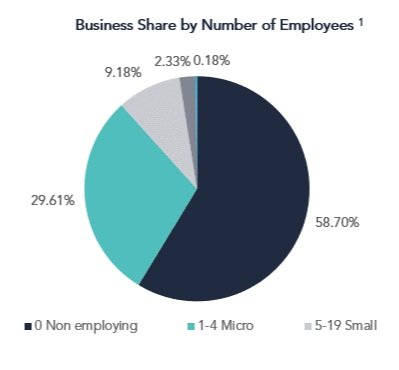 Business share by number of employees chart